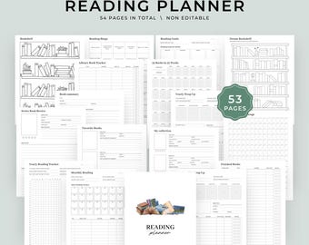 Reading Planner Printable, Book Tracker Journal Printable, Minimal Book Tracker, Book Reading planner Printable Bundle