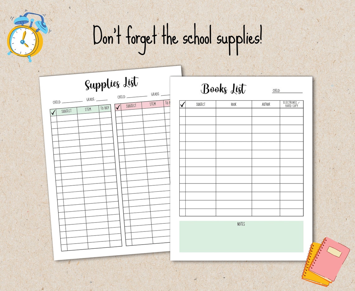 Back to School Printable Planner for Parents Back to School | Etsy