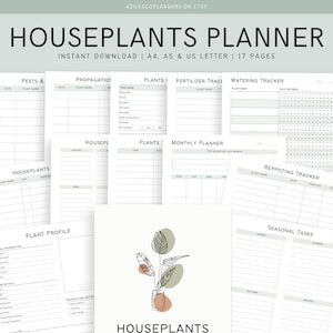 House Plants Care Planner Printable, Plant Planner, Plant care tracker printable, Watering schedule, Houseplant care, Plants mom journal image 1