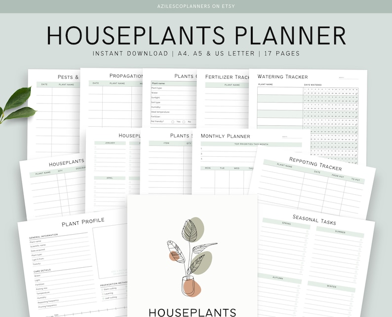 House Plants Care Planner Printable, Plant Planner, Plant care tracker printable, Watering schedule, Houseplant care, Plants mom journal image 1