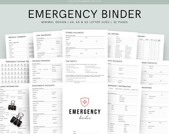 Emergency Binder Printable Template, In Case of Emergency Printable Organizer, End of Life Planner, Family Binder, Printable Planner