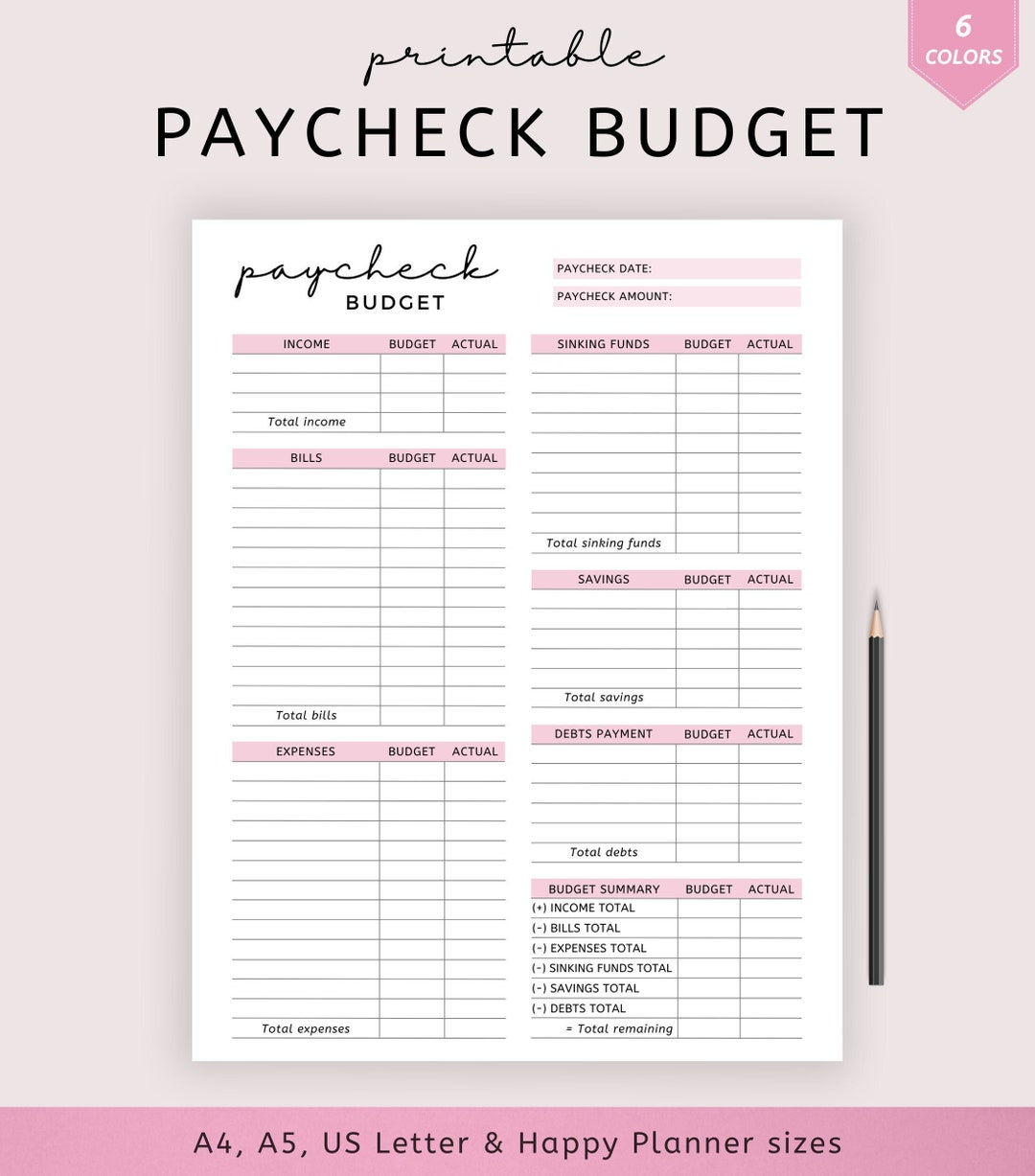Paycheck Budget Printable Budget Overview Paycheck Etsy