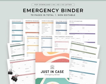 End of life planner, Just In case, emergency printable planner, Emergency binder, Just in case binder, Life planner, What if binder