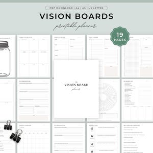 Vision Board Printable planner for Goals Setting, Manifestation, and Personal Growth, Goal Planner, Vision board kit, Law of attraction