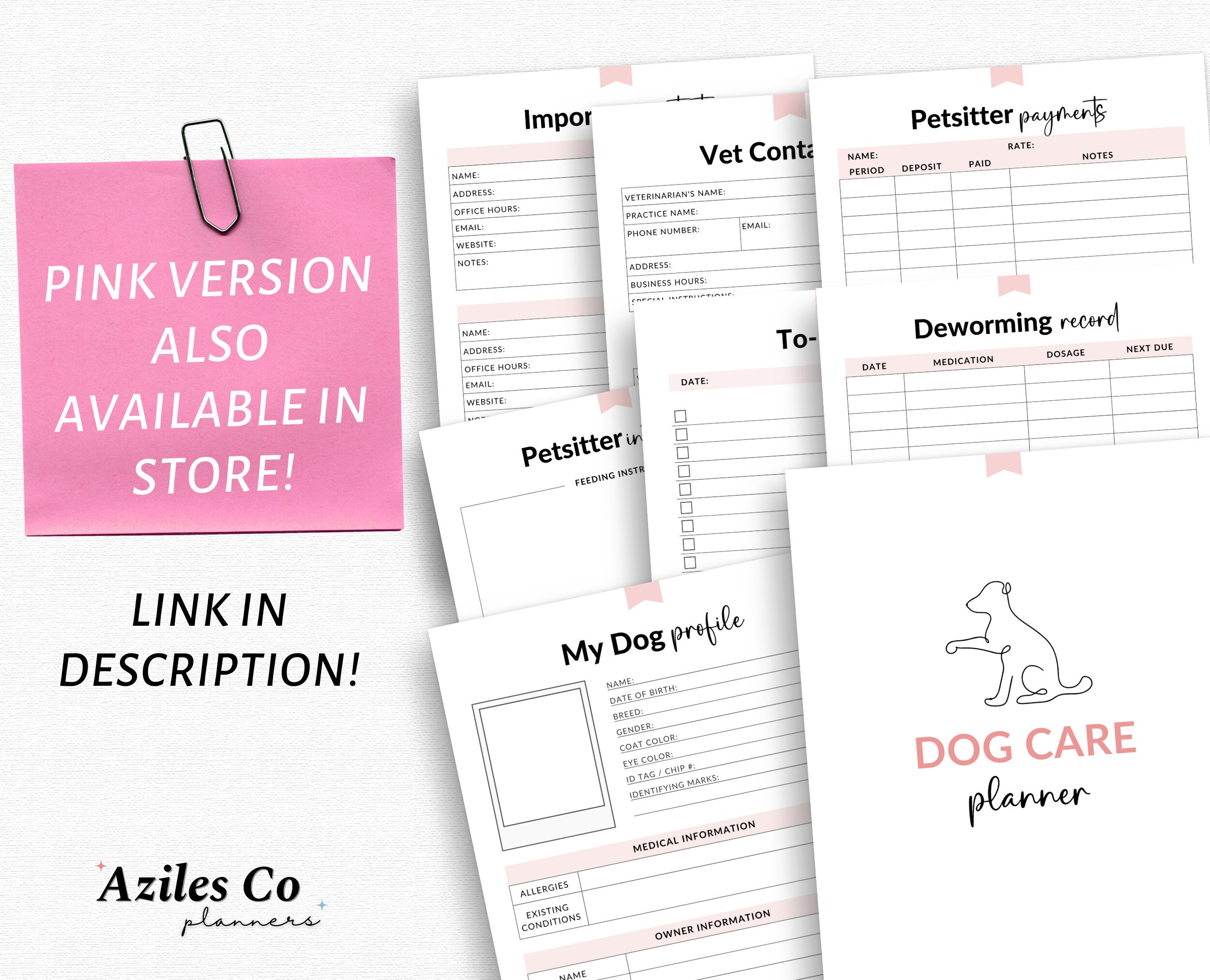 Printable Dog Care Journal Pet Planner Dog Mum Planner Dog Etsy