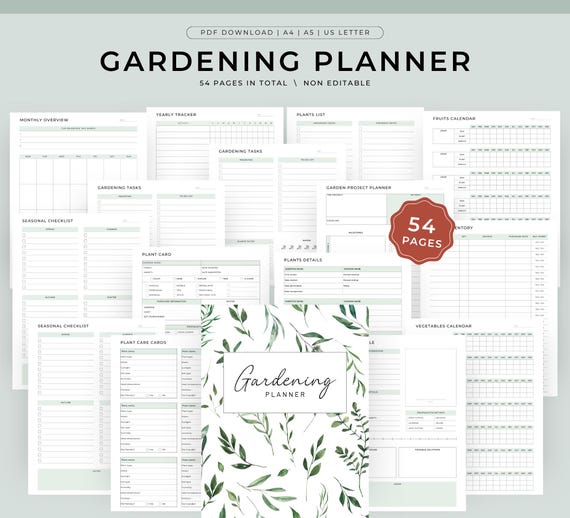 Gardening Planner Printable, Garden Planner, Plant Planner, Garden Journal, Garden Organizer, Plants Records, Gardening Logbook