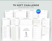 Editable 75 Soft Challenge Printable Tracker, 75 Soft Tracker, Habit Tracker, Daily 75 Soft Challenge Journal,Rainbow Planner Canva Template