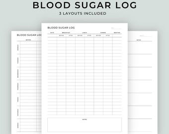 Blood Sugar Log Printable Template | Glucose Tracker PDF | Diabetes Log Sheet | Weekly Blood Sugar Tracker | Health Tracker