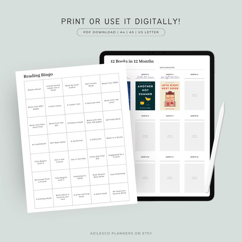 Reading Planner Printable, Book Tracker Journal Printable, Minimal Book ...