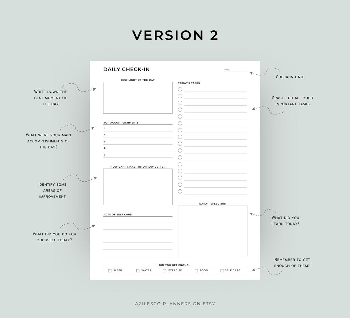 Daily Check in Goodnotes, Daily Journal Page, Daily Gratitude, Self ...