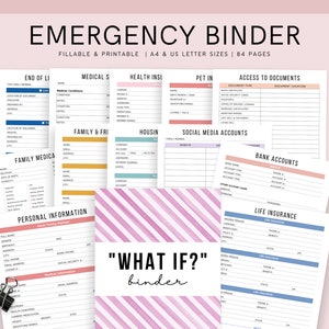 Emergency Binder Printable and Fillable, In Case of Emergency Printable Organizer, End of Life Planner, Family Binder, Editable Planner