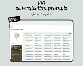 Self Reflection Journal Prompts Notion Planner, Notion Journal, Digital Journal, Mindfulness Planner