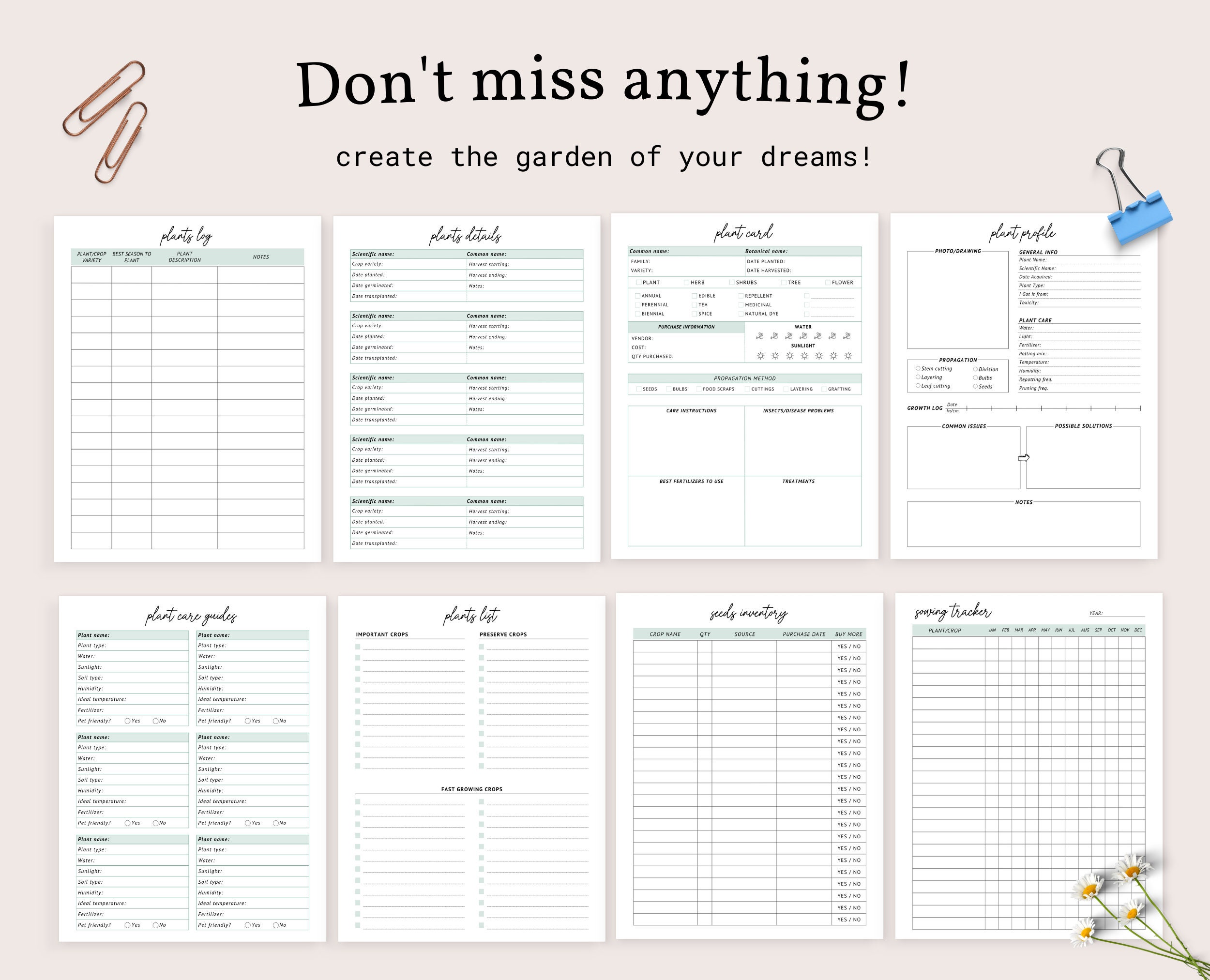 Gardening Planner Printable Garden Planner Plant Planner - Etsy UK