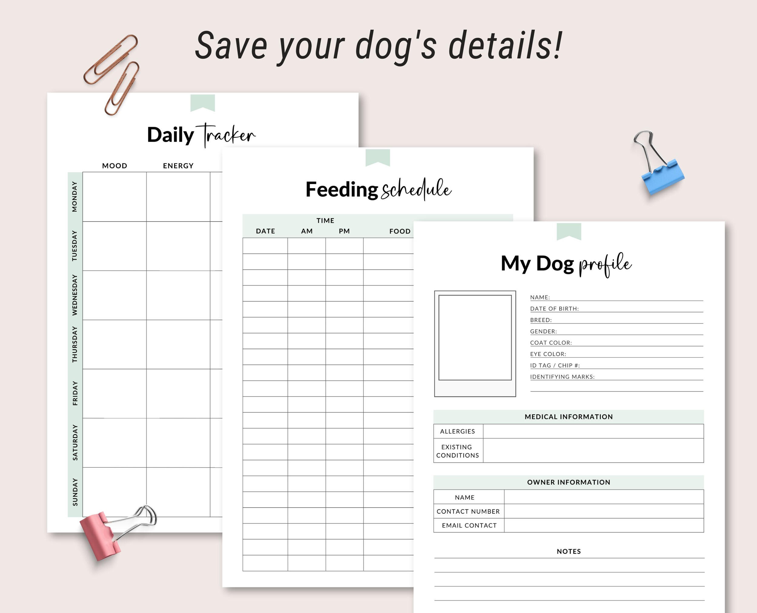 Printable Dog Care Journal Pet Planner Dog Mum Planner Dog Etsy Australia