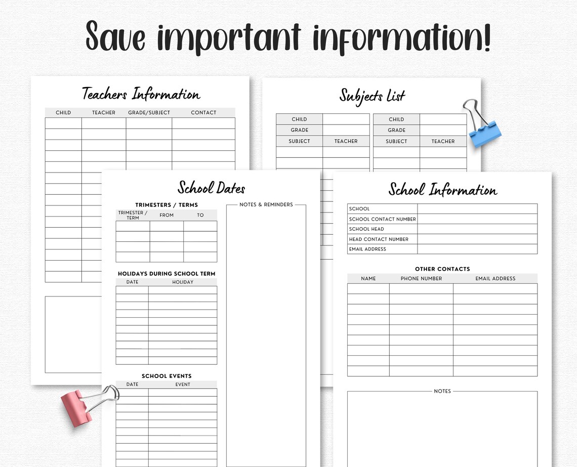 Back to School Printable Planner for Parents Back to School - Etsy