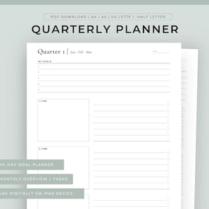 Quarterly Planner Printable Inserts, To-Do List, Yearly Planner, 90 Days Goals Setting, Yearly Goals, 12 Week Goals Planner Printable