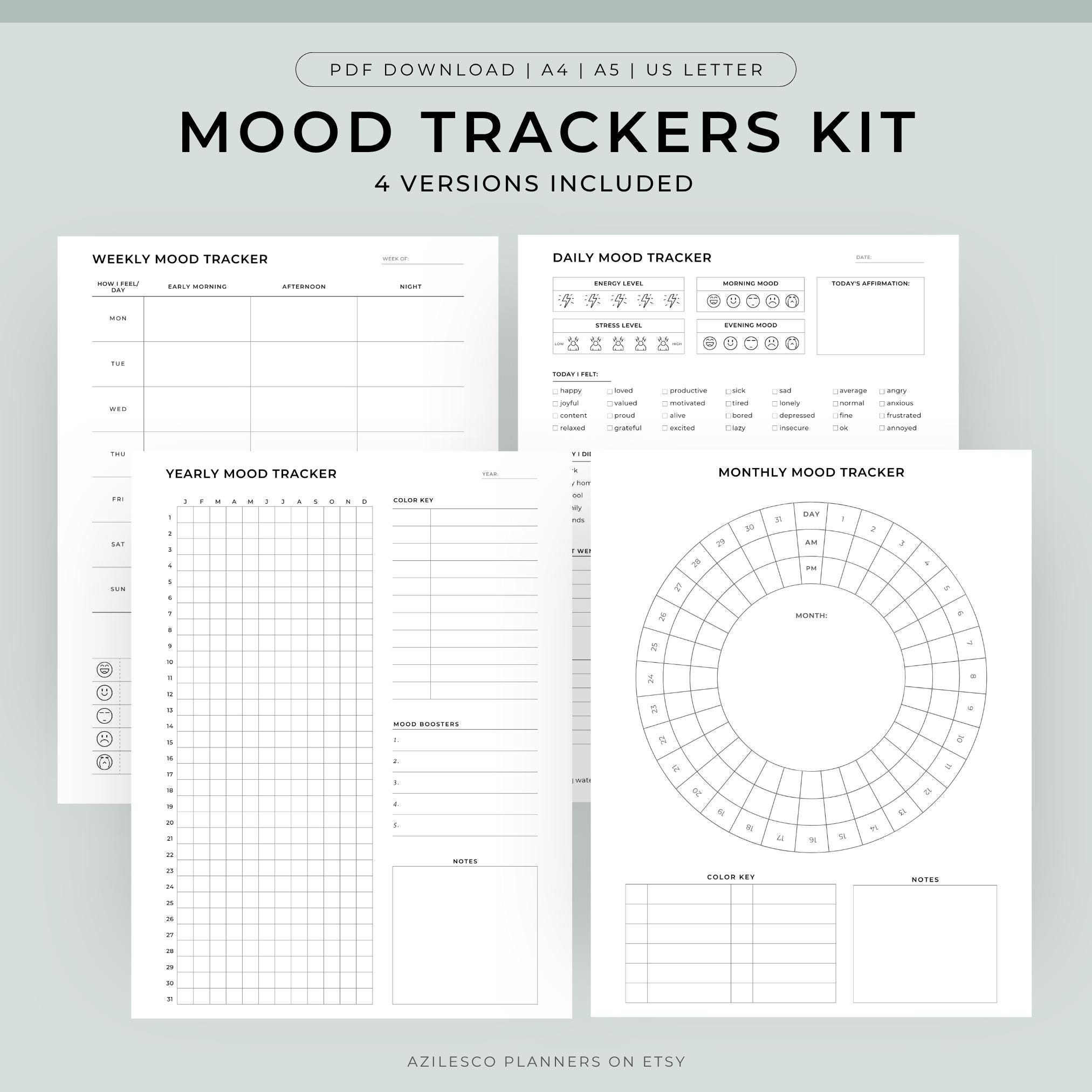 mood chart for adults - etsy