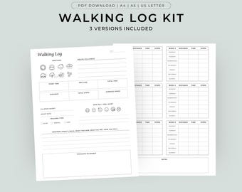 Walking Log Printable, Steps Tracker, Fitness Journal, Walking Tracker, Workout Log, Fitness Tracker, Daily Walking