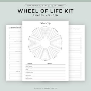 Wheel of Life Printable, Printable Wheel of Life Kit, Goals Planner, Life Balance Wheel, Life circle, Life Goals, Goals Tracker Printable