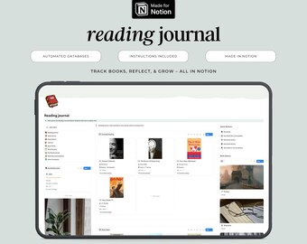 Notion Reading Planner & Journal Template, Book Journal, Goals Tracker, Reading List, Reading Journal Notion Template