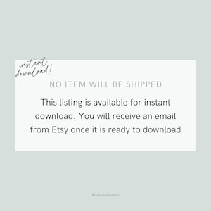 Peut inclure: Annonce de produit num&eacute;rique avec le texte "t&eacute;l&eacute;chargement instantan&eacute; !" et "AUCUN ARTICLE NE SERA EXP&Eacute;DI&Eacute;". L'annonce est disponible en t&eacute;l&eacute;chargement instantan&eacute;, et les acheteurs recevront un e-mail d'Etsy.