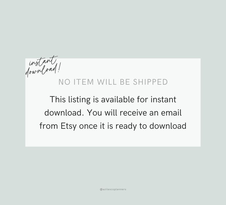 Peut inclure: Annonce de produit num&eacute;rique avec le texte "t&eacute;l&eacute;chargement instantan&eacute; !" et "AUCUN ARTICLE NE SERA EXP&Eacute;DI&Eacute;". L'annonce est disponible en t&eacute;l&eacute;chargement instantan&eacute;, et les acheteurs recevront un e-mail d'Etsy.