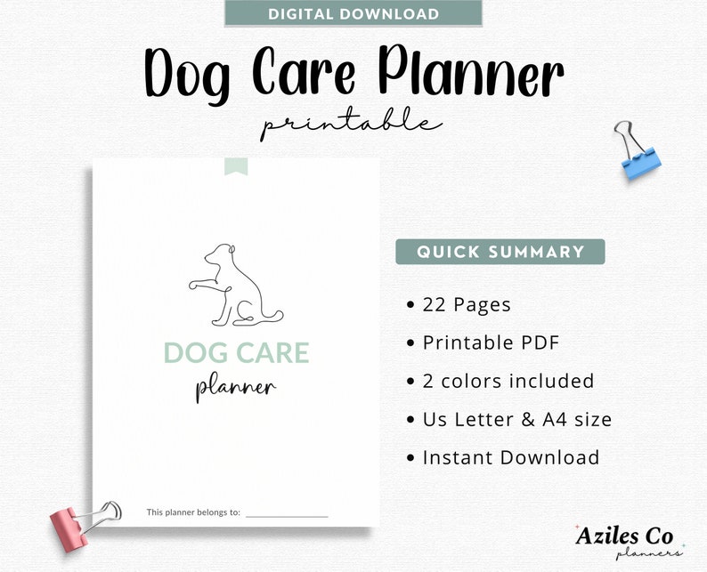 Printable Dog Care Journal Pet Planner Dog Mum Planner Dog Etsy