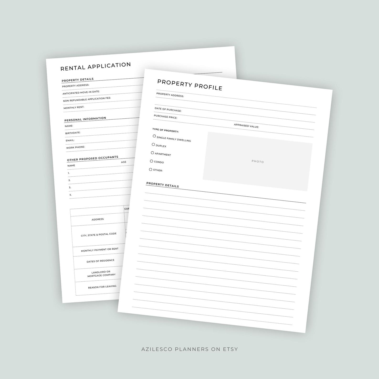 House Rental Questionnaire Rental Property Management Planner, Rental Application, Tenant ...