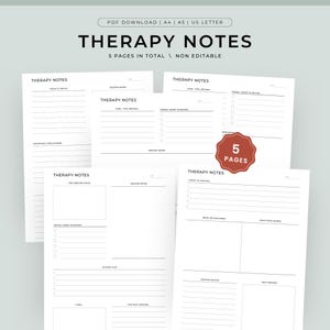 Planificador de notas de terapia imprimible / Sesión de asesoramiento / Diario de salud mental / Planificador del terapeuta