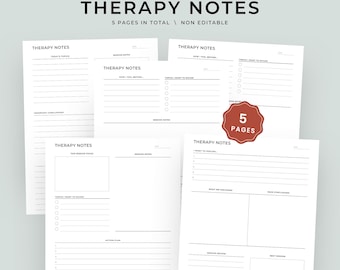 Therapy Notes Planner Printable | Counseling Session | Mental Health Journal | Therapist Planner