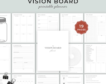 Vision Board Printable planner for Goals Setting, Manifestation, and Personal Growth, Goal Planner, Vision board kit, Law of attraction
