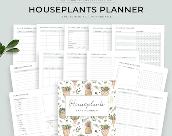 House Plants Care Planner Printable, Plant Planner, Plant care tracker printable, Watering schedule, Houseplant care, Plants mom journal