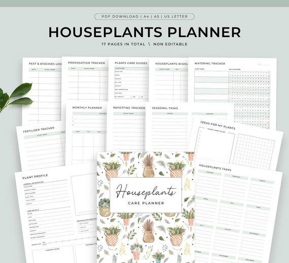 House Plants Care Planner Printable, Plant Planner, Plant care tracker printable, Watering schedule, Houseplant care, Plants mom journal