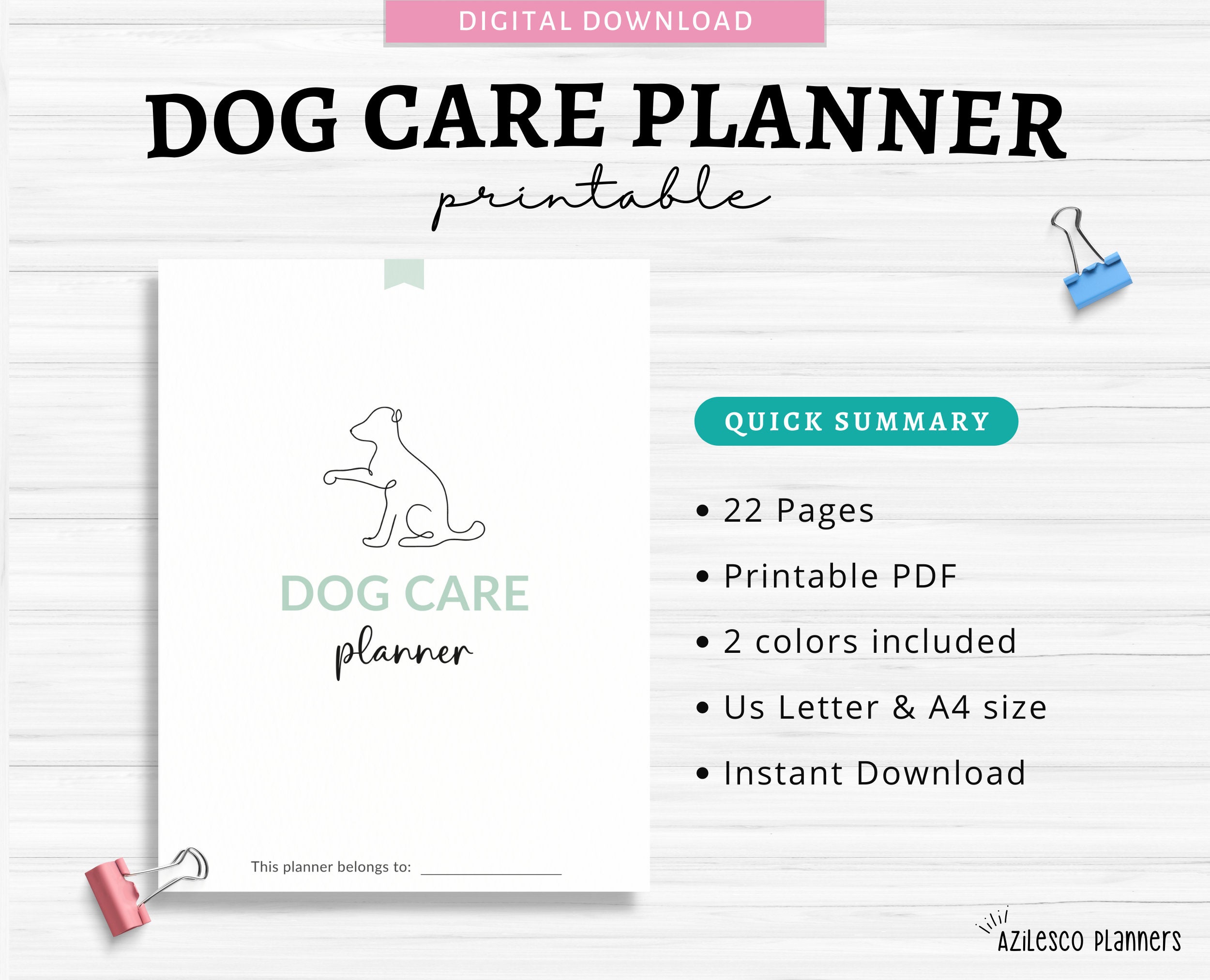 Printable Dog Care Journal Pet Planner Dog Mum Planner Dog Etsy Australia
