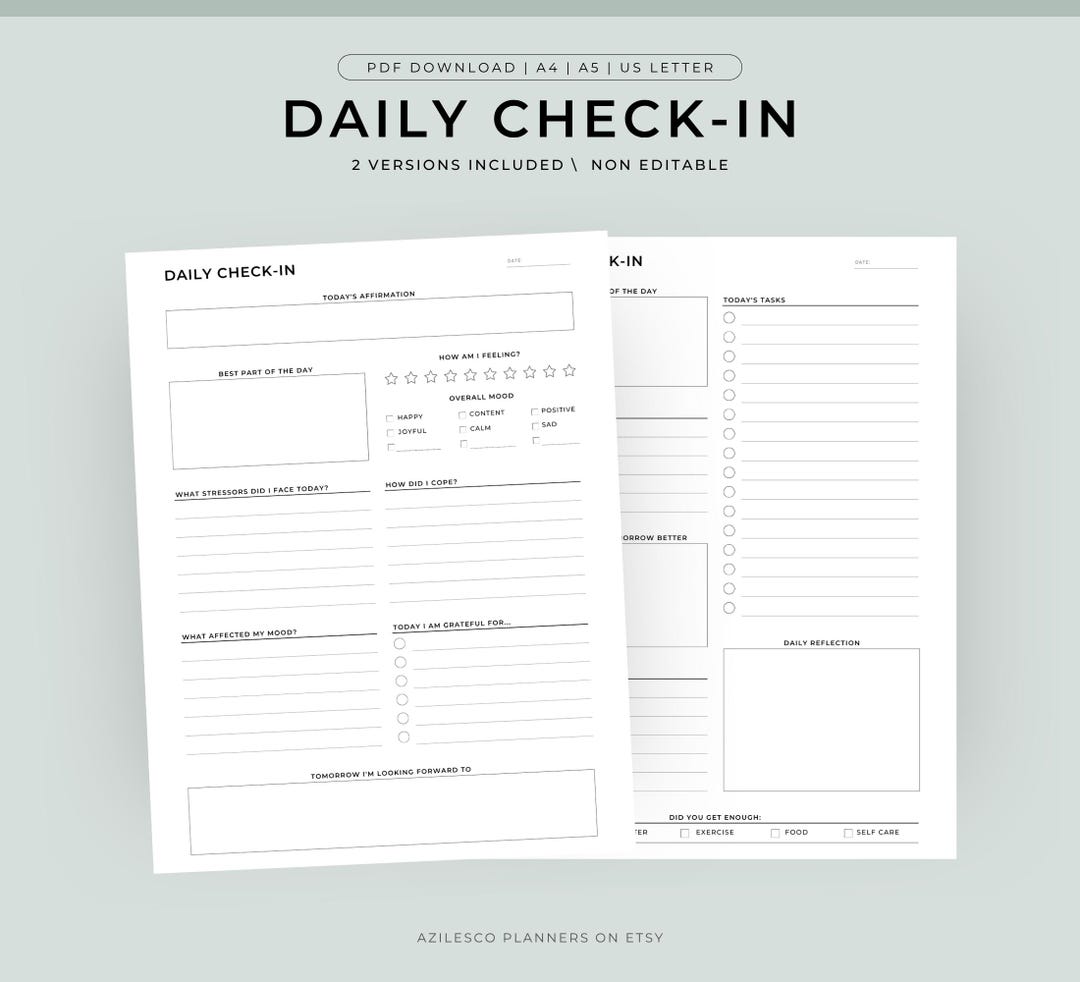 Daily Check in Goodnotes, Daily Journal Page, Daily Gratitude, Self ...