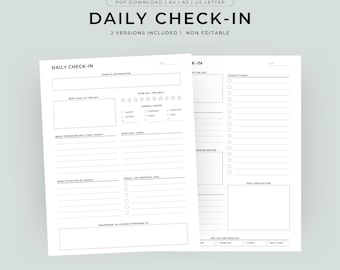 Daily Check In Goodnotes, Daily Journal Page, Daily Gratitude, Self Care Planner, Daily Review, Daily Reflection, Printable Daily Planner