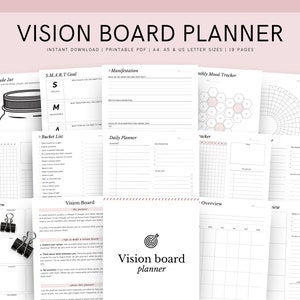Vision Board Kit for Men, Boys Vision Board Printables, Vision Board Party,  Quotes and Words, Motivation for Men, Goal Setting for Men 