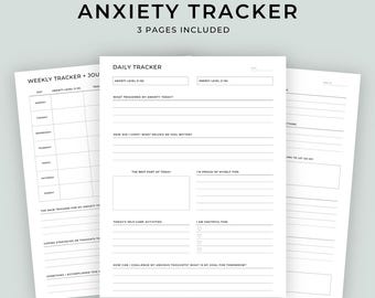 Anxiety Tracker Printable | Mental Health Journal & Planner | Daily Weekly Anxiety Log | CBT Reflection Worksheet | Mood Tracker