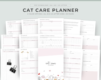 Cat Care Planner Printable, Pet Planner, Cat Planner, Cat Journal, Cat Records, Cat Health, Cat Mom Printable Planner