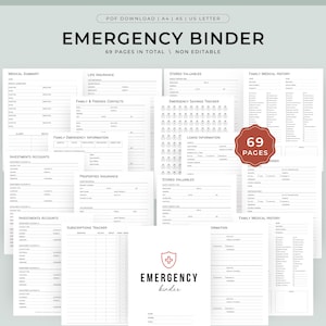 Emergency Binder Printable, In Case of Emergency Printable Organizer, End of Life Planner, Family Binder, Ultimate Life Planner