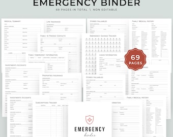 Emergency Binder Printable, In Case of Emergency Printable Organizer, End of Life Planner, Family Binder, Ultimate Life Planner