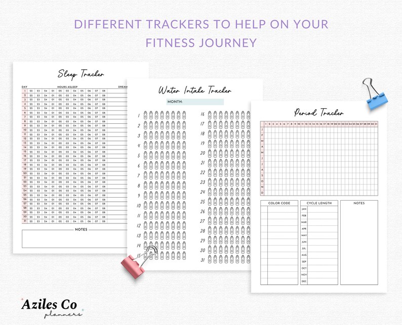 Fitness Planner Printable Bundle Workout Planner Weight Loss Etsy