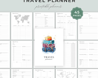 Travel Planner Printable Bundle | Travel Itinerary | Printable Vacation Planner Template | Holiday Journal | Bucket List | Packing List
