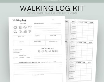 Walking Log Printable, Steps Tracker, Fitness Journal, Walking Tracker, Workout Log, Fitness Tracker, Daily Walking