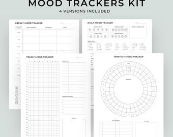 Mood Tracker Printable Kit, Monthly Mood Log, Circular Mood Chart, Mood Track Bullet Journal, Daily Mood Tracker, Weekly mood tracker page