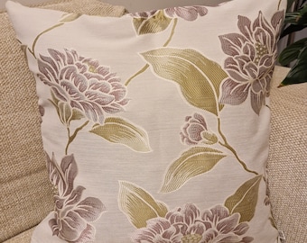 Handmade Floral Cushion Cover: Lilac & Grey, 50x50cm
