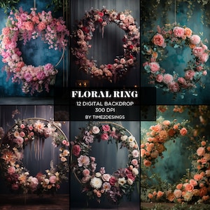 Floral Ring Digital Backdrop Maternity Flower Overlay Photoshop Background Overlays Digital Studio Backdrop