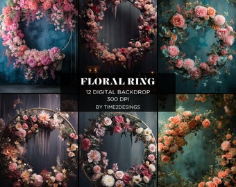 Floral Ring Digital Backdrop Maternity Flower Overlay Photoshop Background Overlays Digital Studio Backdrop
