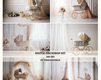 Vintage Pram Digital Backdrops Maternity Backdrop Overlays Studio Backdrop Overlays Fine Art Textures Photoshop Overlays