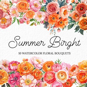 Clipart floral orange aquarelle renoncule PNG Clipart floral orange et rose poudré